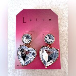 Leith Silver Crystal Heart Earrings